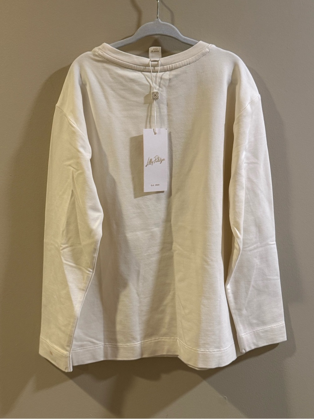 Lilly Pulitzer Cream Long-Sleeve Tee with Green Palm and Pink Accents - Picture 3 of 4